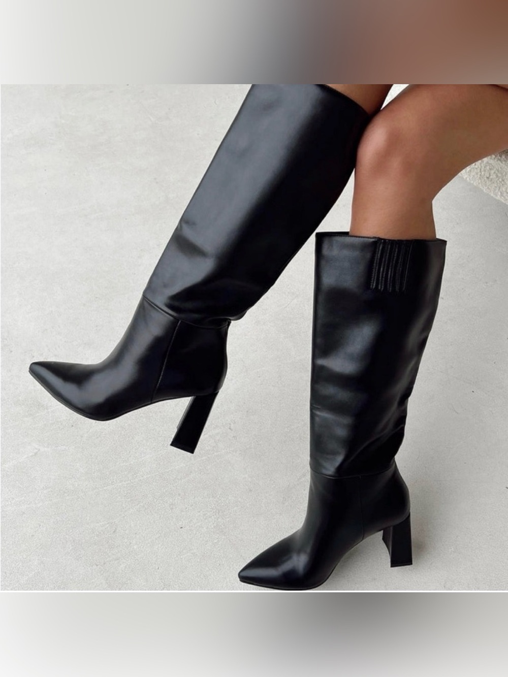 Princess Polly Black Knee-High Block Heel Boots